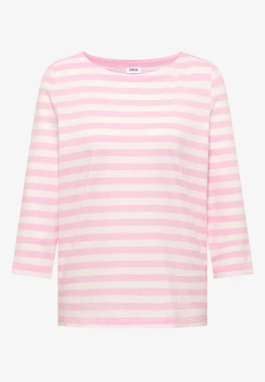 Thumbnail - Cecil Damen Gestreiftes Basic Shirt in Rosa, Gr: XXL