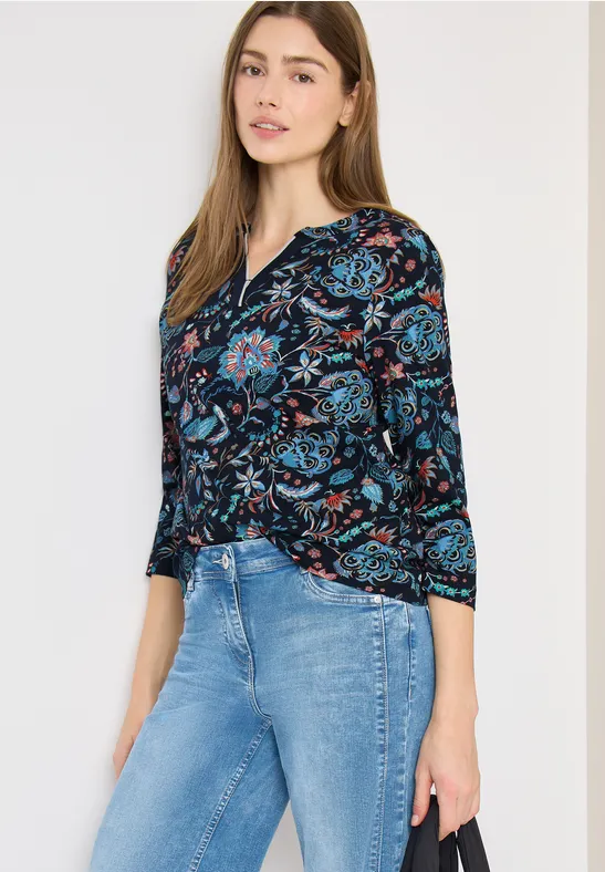 Thumbnail - Cecil Damen Shirt im Tunika-Look in Blau, Gr: 3XL