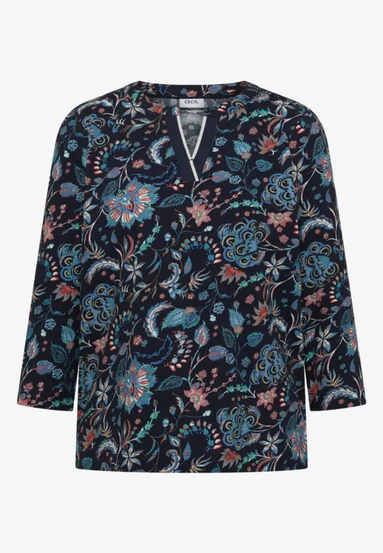 Thumbnail - Cecil Damen Shirt im Tunika-Look in Blau, Gr: 3XL