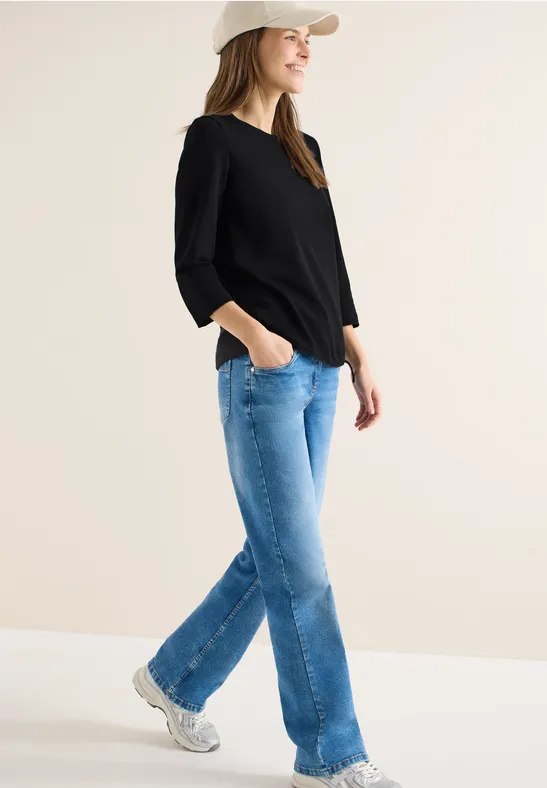 Thumbnail - Cecil Damen Shirt mit Tunnelzug in Schwarz, Gr: M