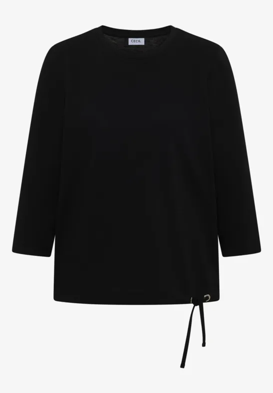 Thumbnail - Cecil Damen Shirt mit Tunnelzug in Schwarz, Gr: M