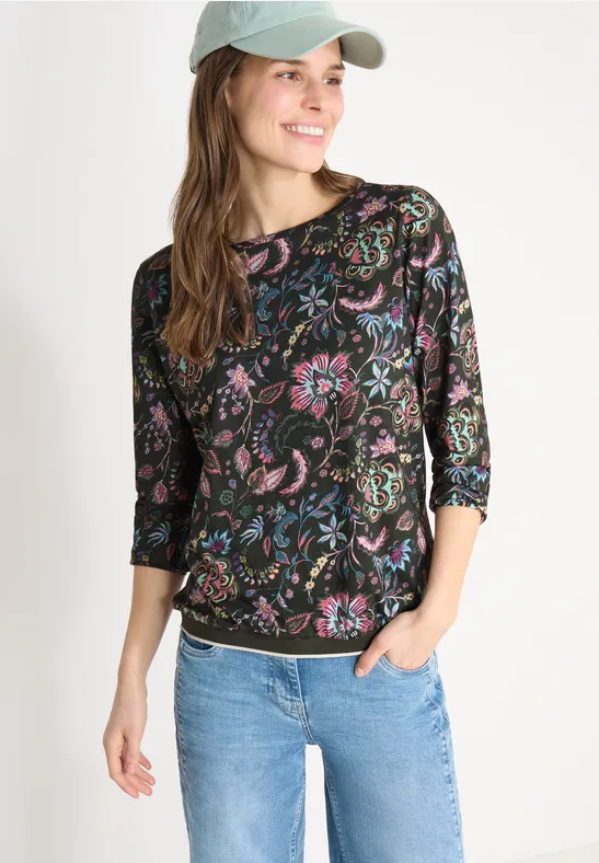 Thumbnail - Cecil Damen Gemustertes Shirt in Grün, Gr: M