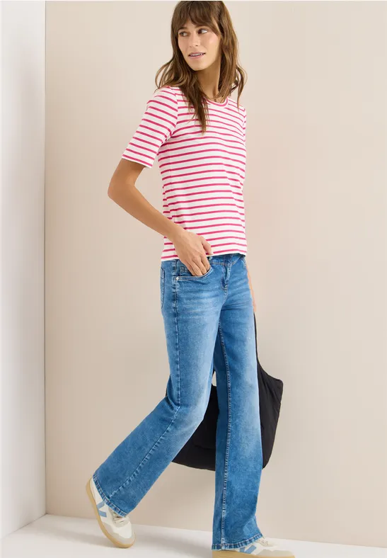 Thumbnail - Cecil Damen Gestreiftes T-Shirt in Pink, Gr: L