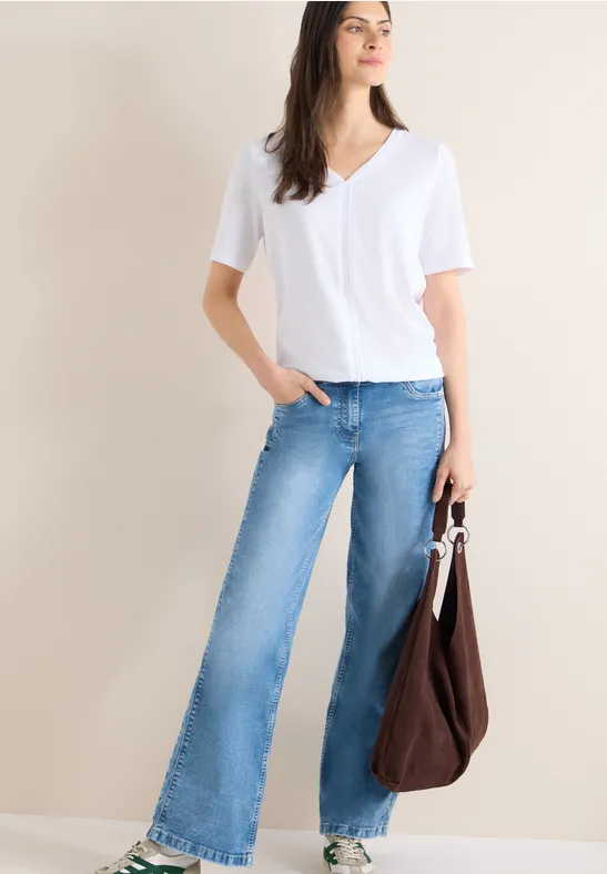 Thumbnail - Cecil Damen Kurzarm T-Shirt im Tunika-Look in Weiß, Gr: XXL