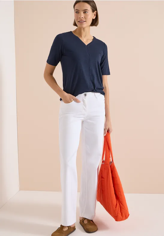 Kurzarm T-Shirt im Tunika-Look