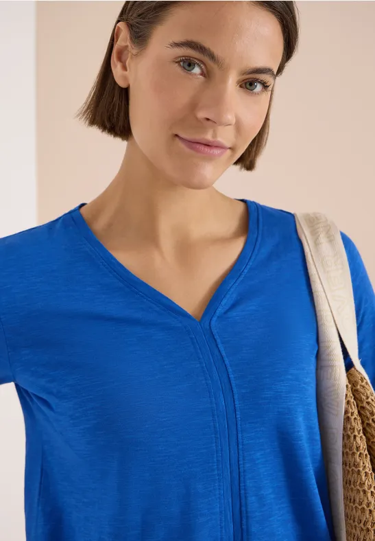 Kurzarm T-Shirt im Tunika-Look