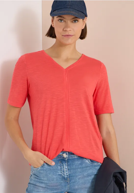 Kurzarm T-Shirt im Tunika-Look