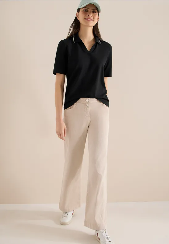 Thumbnail - Cecil Damen Piqué Poloshirt in Schwarz, Gr: L