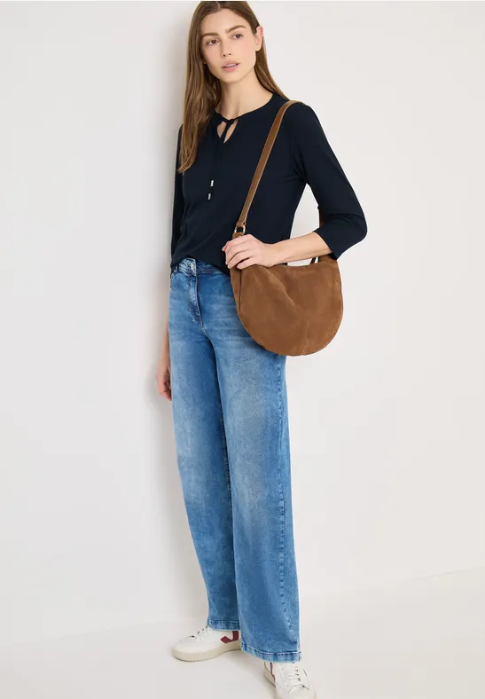 Thumbnail - Cecil Damen 3/4-Arm Shirt mit Split Neck in Blau, Gr: XXL