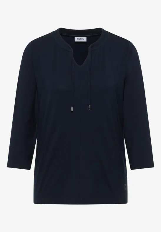 Thumbnail - Cecil Damen 3/4-Arm Shirt mit Split Neck in Blau, Gr: XXL
