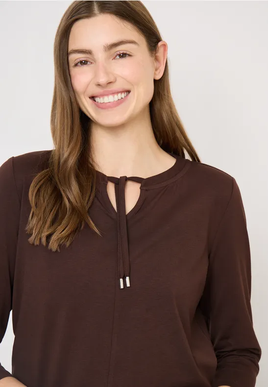 Shirt met 3/4 mouwen en split neck