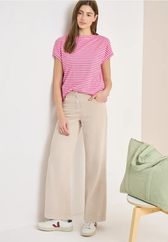 Thumbnail - Cecil Damen Kurzarm T-Shirt mit elastischem Saum in Pink, Gr: XXL