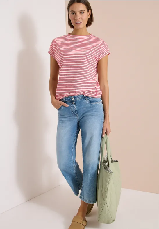 cecil T-Shirt Elastischer Saum Baumwolle Rot