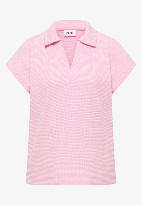 Thumbnail - Cecil Damen Two-Tone Poloshirt in Rosa, Gr: L