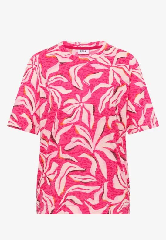 Thumbnail - Cecil Damen Ausbremmer Shirt mit Print in Pink, Gr: S