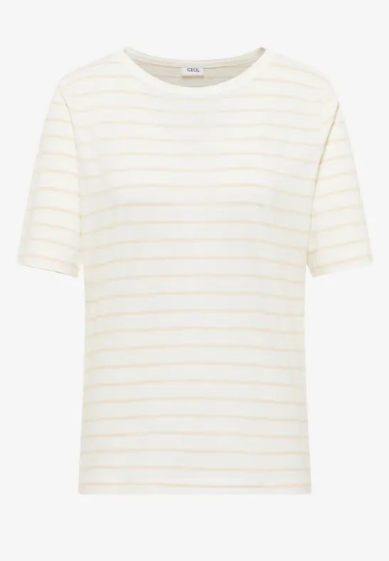 Thumbnail - Cecil Damen T-Shirt mit Boatneck und Streifen in Weiß, Gr: L