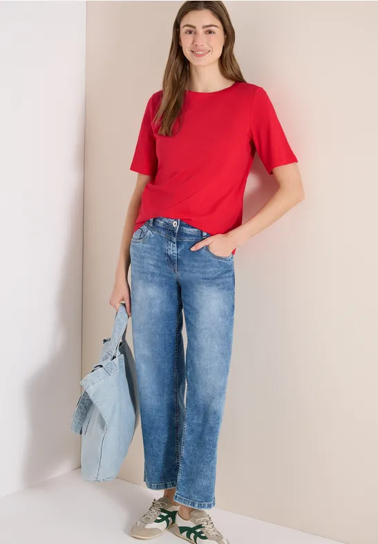 Thumbnail - Cecil Damen Kurzarm T-Shirt aus reiner Baumwolle in Rot, Gr: L