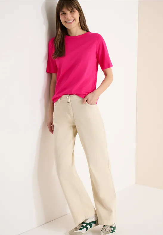 cecil Kurzarmshirt U-Boot-Ausschnitt Organic Cotton Pink