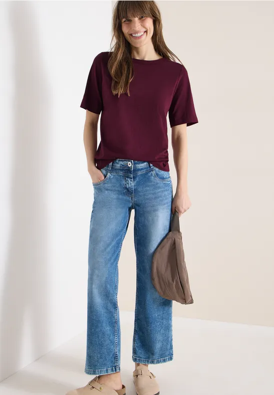 Thumbnail - Cecil Damen Kurzarm T-Shirt aus reiner Baumwolle in Rot, Gr: L