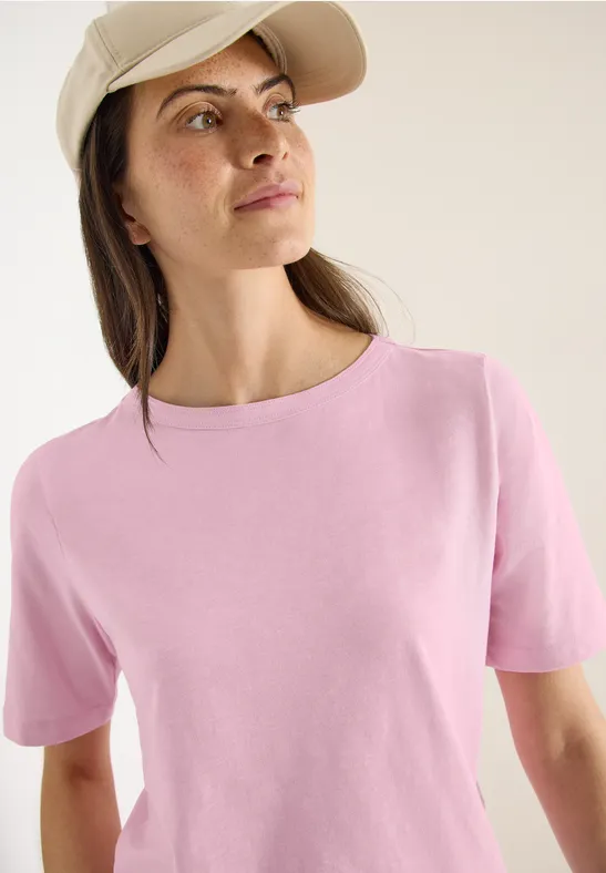 Thumbnail - Cecil Damen Kurzarm T-Shirt aus reiner Baumwolle in Rosa, Gr: L