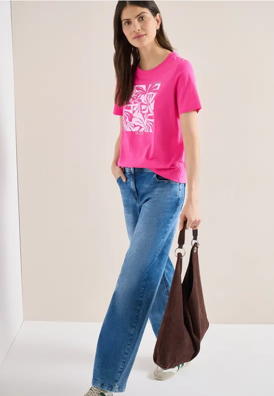 Thumbnail - Cecil Damen T-Shirt mit Frontprint in Pink, Gr: M