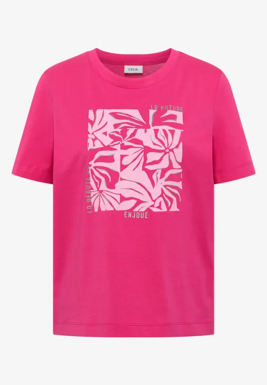Thumbnail - Cecil Damen T-Shirt mit Frontprint in Pink, Gr: M