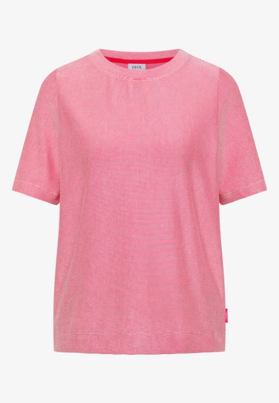 Thumbnail - Cecil Damen Gestreiftes T-Shirt in Pink, Gr: XS