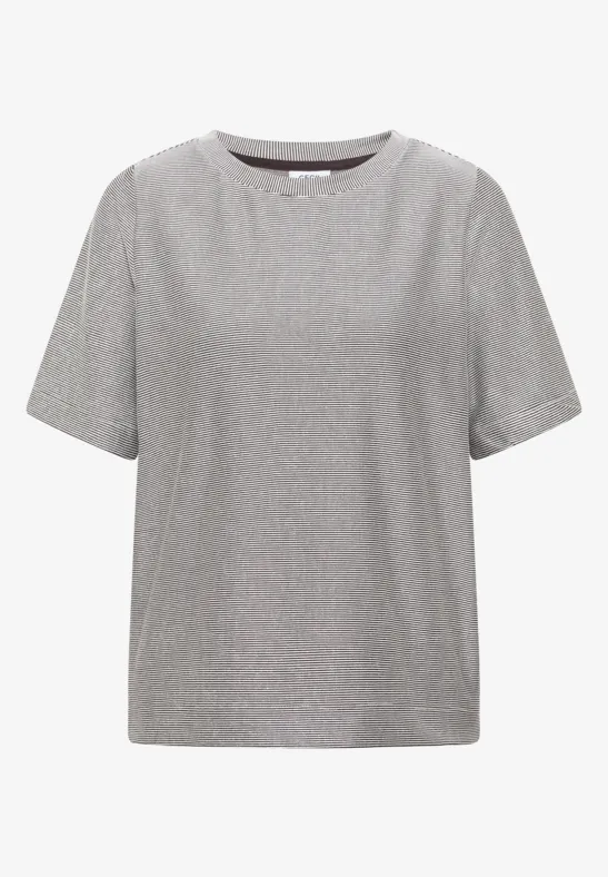 Thumbnail - Cecil Damen Kurzarm T-Shirt mit feinen Streifen in Braun, Gr: L