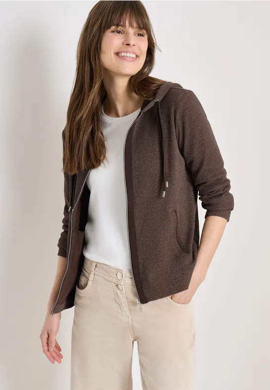 Thumbnail - Cecil Damen Langarm Jacke mit Kapuze und Taschen in Braun, Gr: M