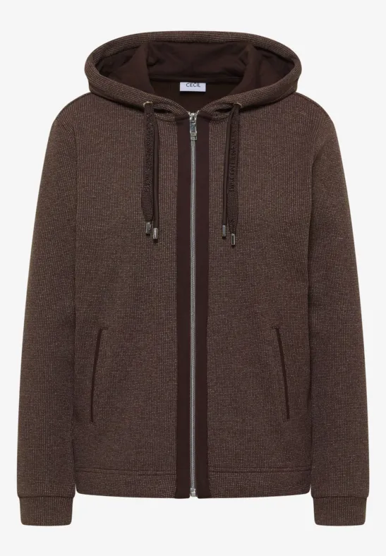 Thumbnail - Cecil Damen Langarm Jacke mit Kapuze und Taschen in Braun, Gr: M