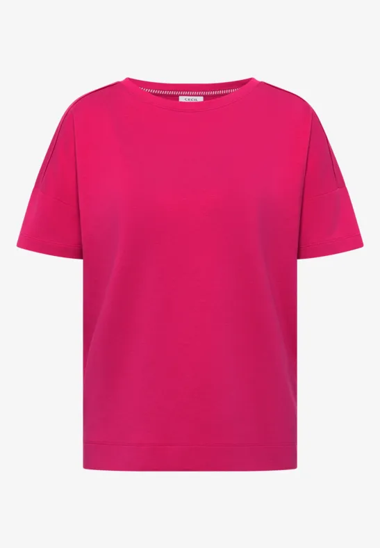 Thumbnail - Cecil Damen Kurzarm T-Shirt mit Schulterdetail in Pink, Gr: S