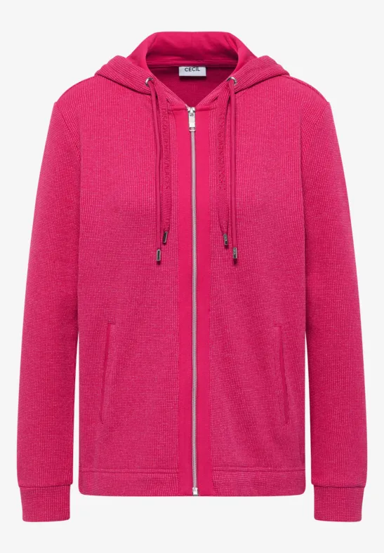 Thumbnail - Cecil Damen Jacke mit Kapuze und Streifenmuster in Pink, Gr: M