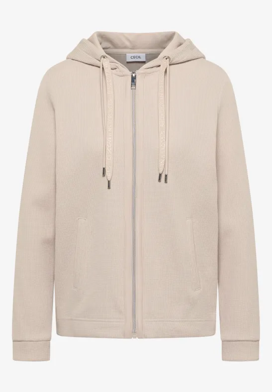 Thumbnail - Cecil Damen Langarm Jacke mit Kapuze und Taschen in Beige, Gr: S