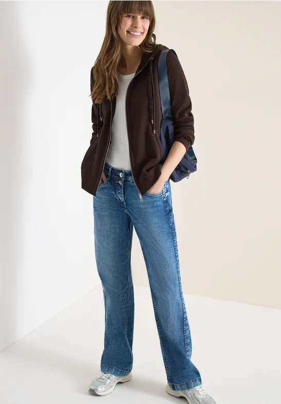 Thumbnail - Cecil Damen Langarm Jacke mit Kapuze und Taschen in Braun, Gr: S