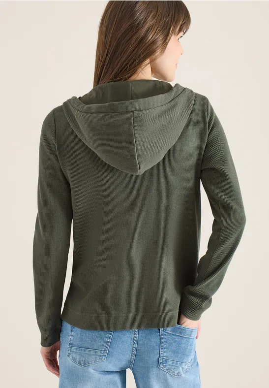 Langarm Jacke mit Kapuze und Taschen günstig online kaufen