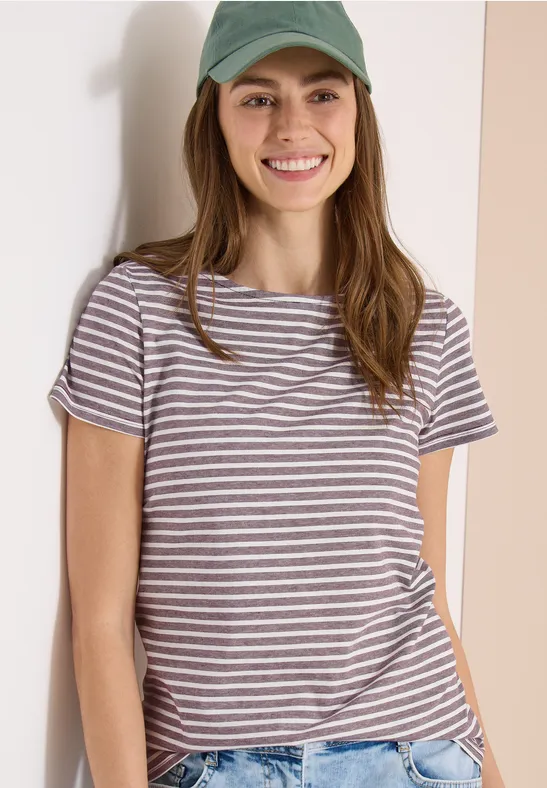 cecil Shirt Kurzarm Mit Seitlicher Raffung Baumwolle Rot