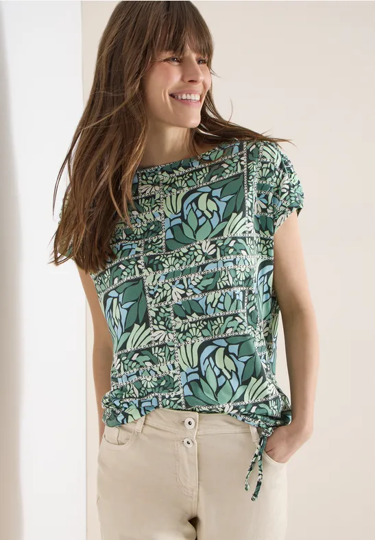Kurzarm Shirt mit Patchwork-Print günstig online kaufen