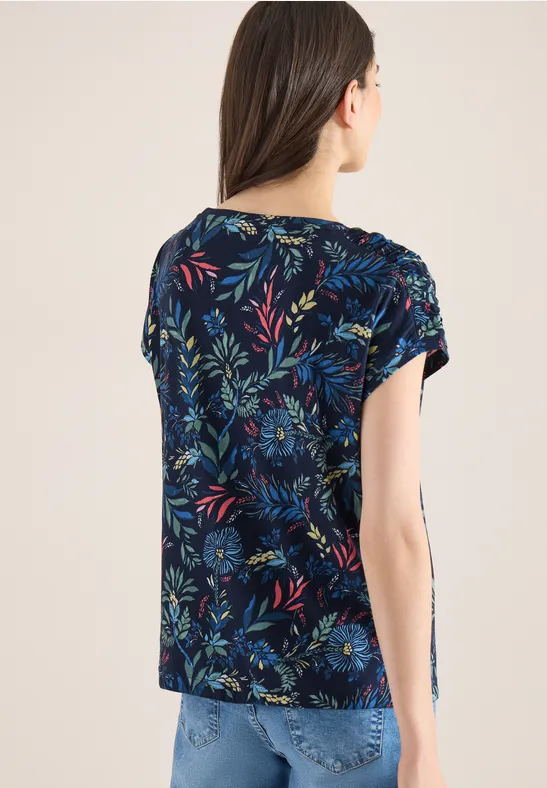 Shirt mit Rundhals und Raffung günstig online kaufen