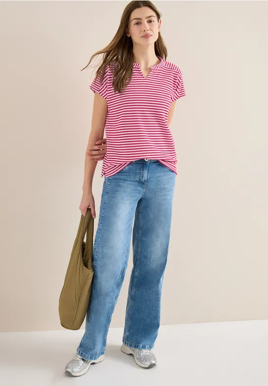 Thumbnail - Cecil Damen Gestreiftes Shirt in Pink, Gr: L