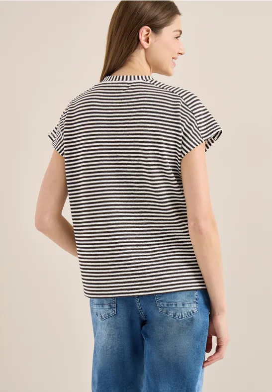 T-Shirt mit Split Neck und Struktur günstig online kaufen