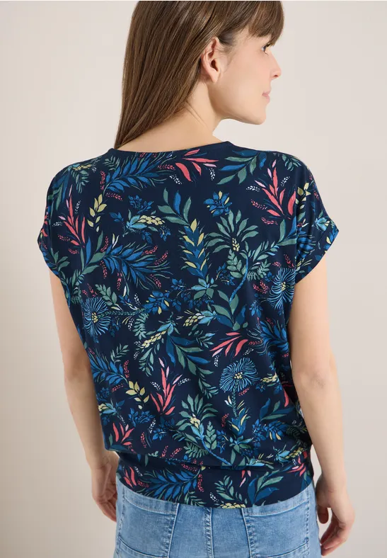 Shirt mit V-Neck und floralem Print günstig online kaufen