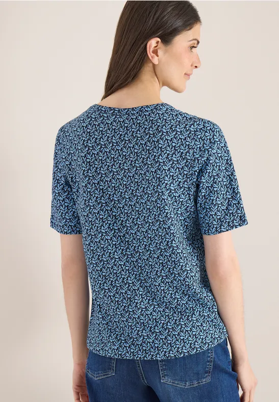 Shirt mit Split Neck und Print günstig online kaufen