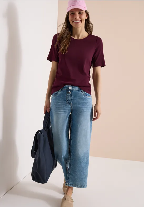cecil T-Shirt Rundhals Baumwolle-Elasthan Rot