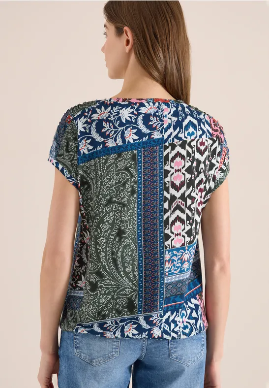 CECIL Shirt mit Boat Neck und Patchwork-Print günstig online kaufen