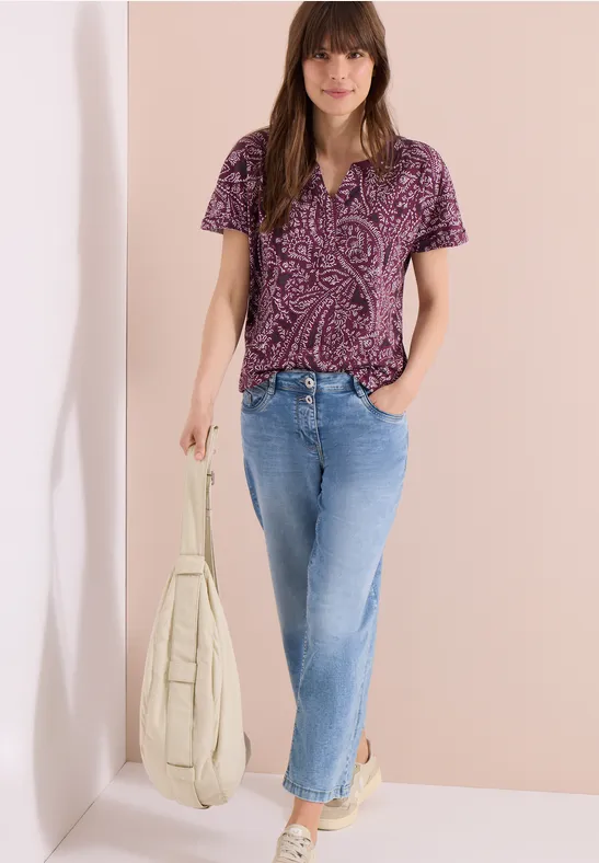 CECIL T-Shirt mit Split Neck und Paisleymuster günstig online kaufen