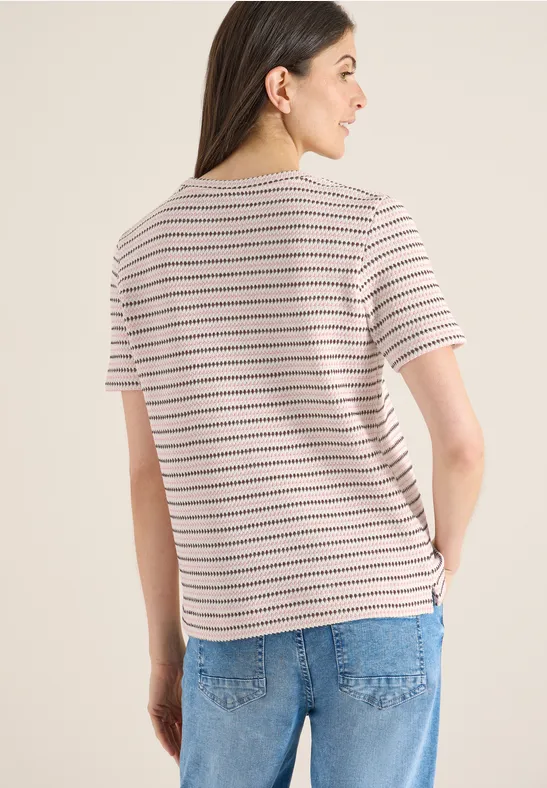 CECIL Kurzarm Shirt mit Rundhals und Struktur günstig online kaufen