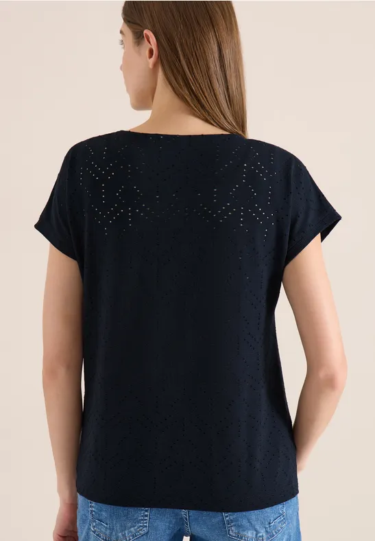 Shirt mit Boatneck in Ajour-Optik günstig online kaufen