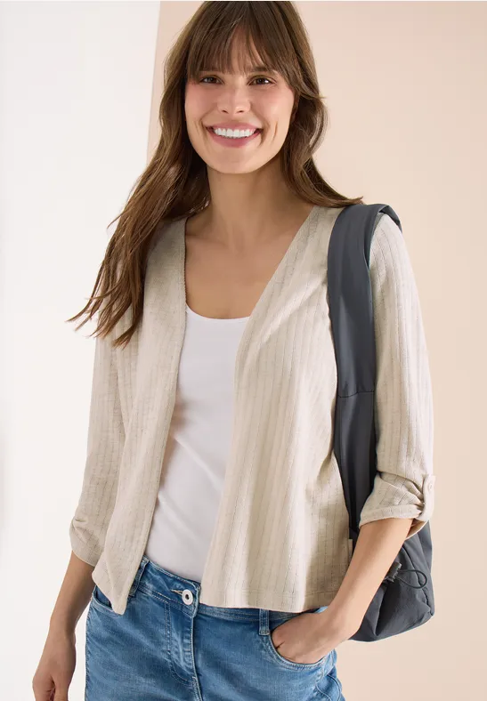 Thumbnail - Cecil Damen 3/4-Arm Jacke in Strick-Optik in Beige, Gr: S