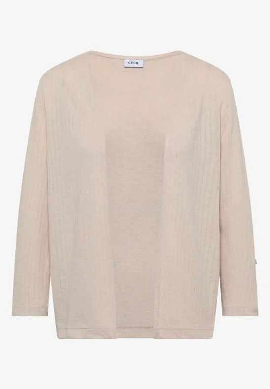 Thumbnail - Cecil Damen 3/4-Arm Jacke in Strick-Optik in Beige, Gr: S