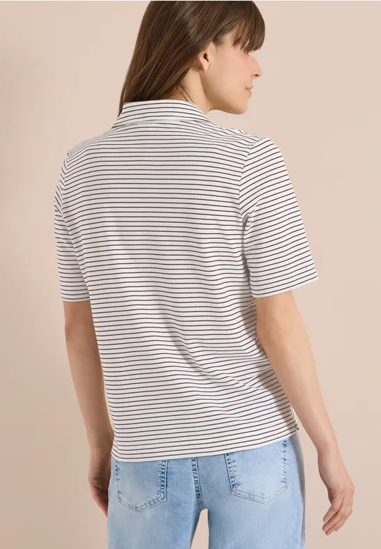 CECIL Kurzarm Poloshirt mit Streifen günstig online kaufen